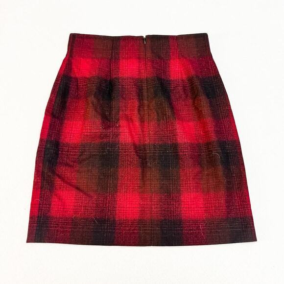 Pendleton Plaid Wool Pencil Skirt Red Black Size L - Picture 3 of 5
